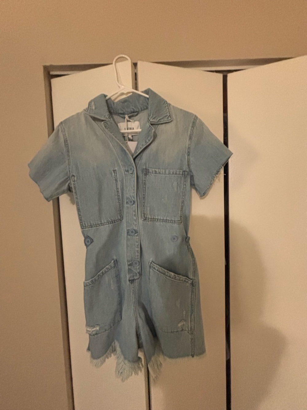 Pistols Light Wash Denim Top in Faded Blue NWT